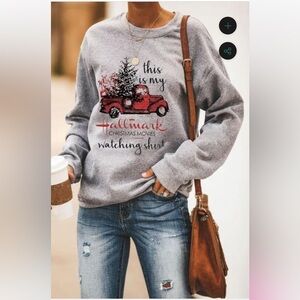 Gray Christmas Hallmark Movie Sweatshirt Size Large